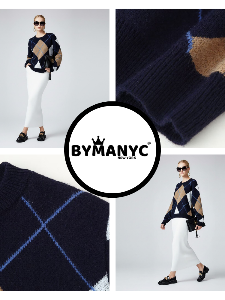 Classic Argyle Diamond Knit Sweater • BYMANYC ® New York