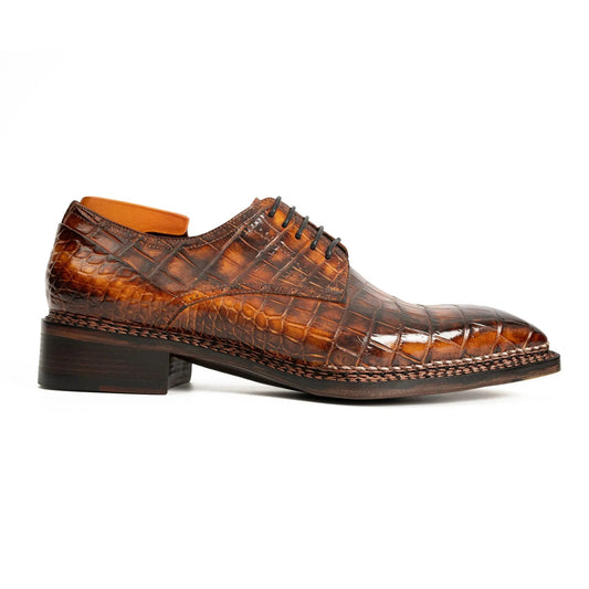 Classic Brown Crocodile Norwegian Derby Shoes
