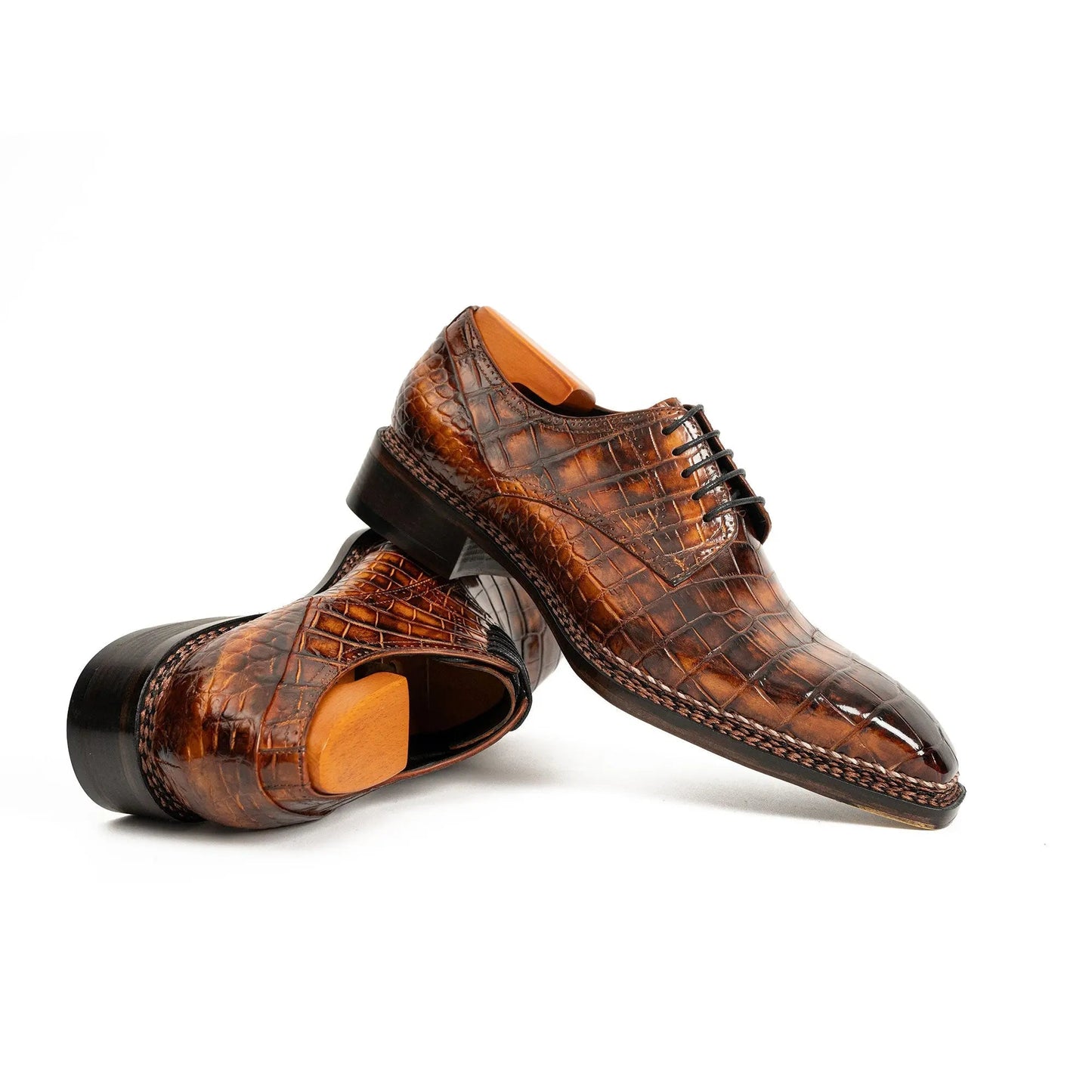 Classic Brown Crocodile Norwegian Derby Shoes