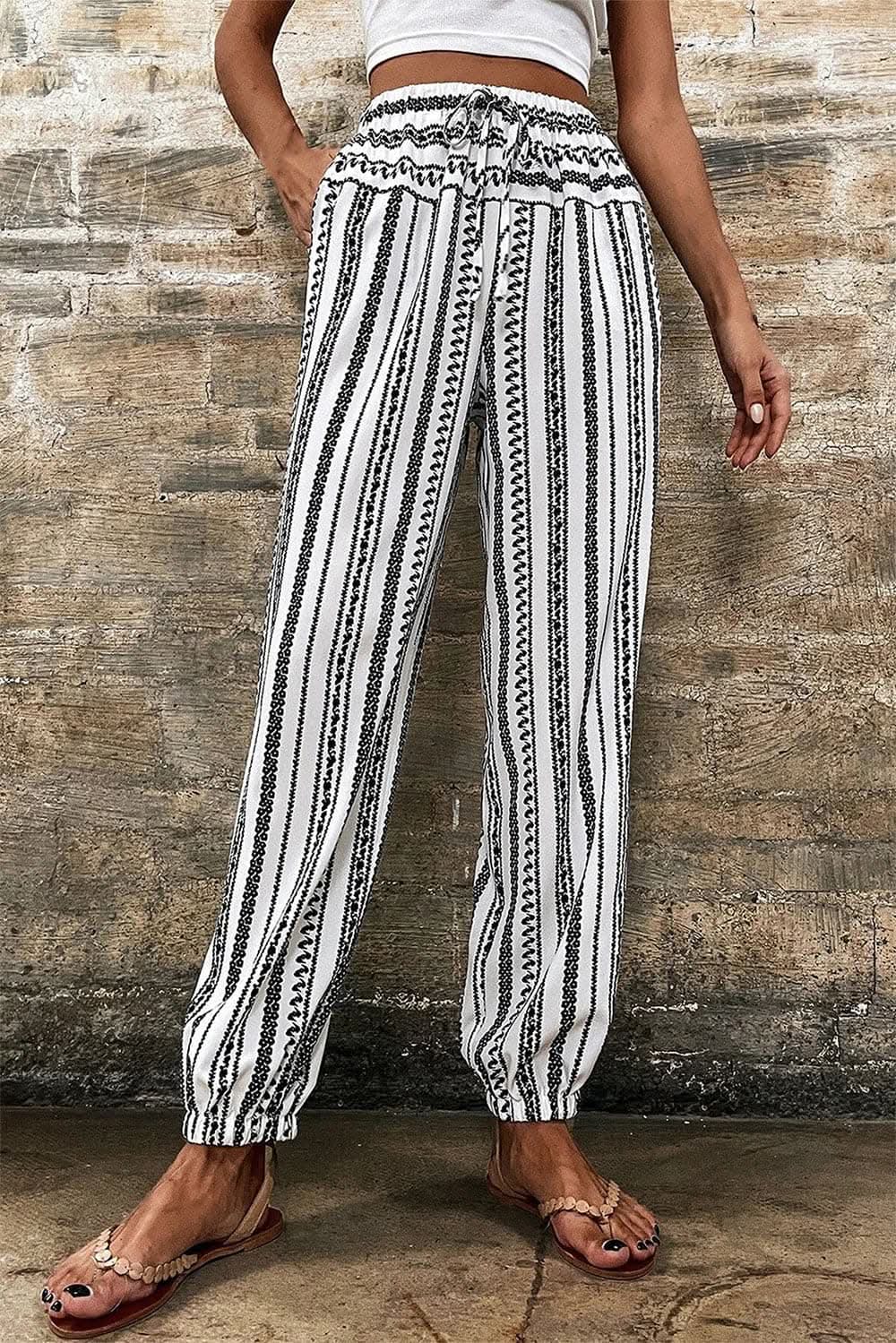 Trendsi Comfortable printed drawstring pants