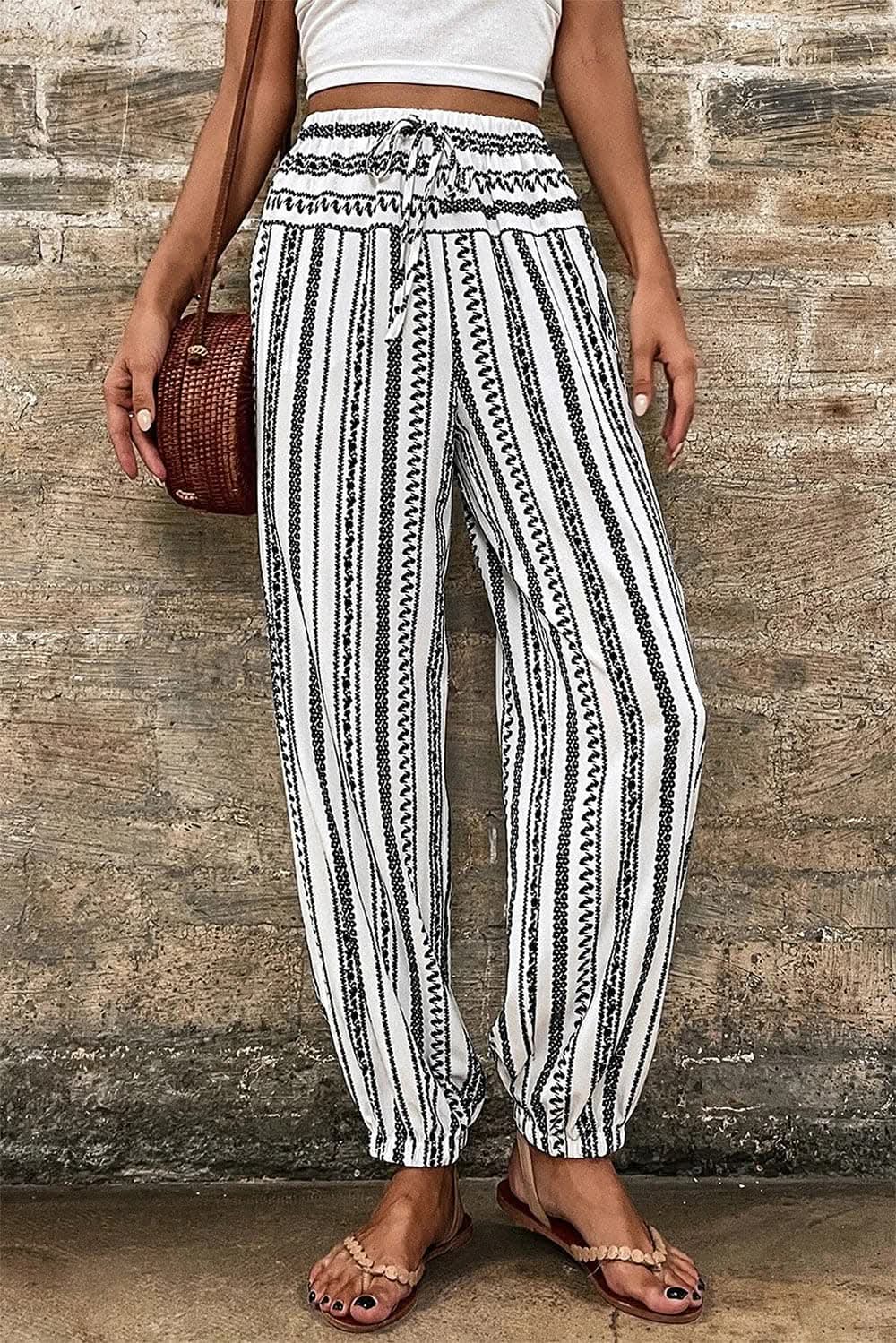 Trendsi Comfortable printed drawstring pants