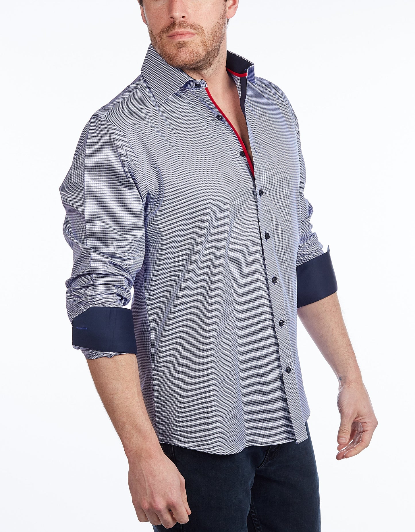 Contrast Collar Button-Up Shirt //  - Contemporary Fit - contrast  trimming- final sale