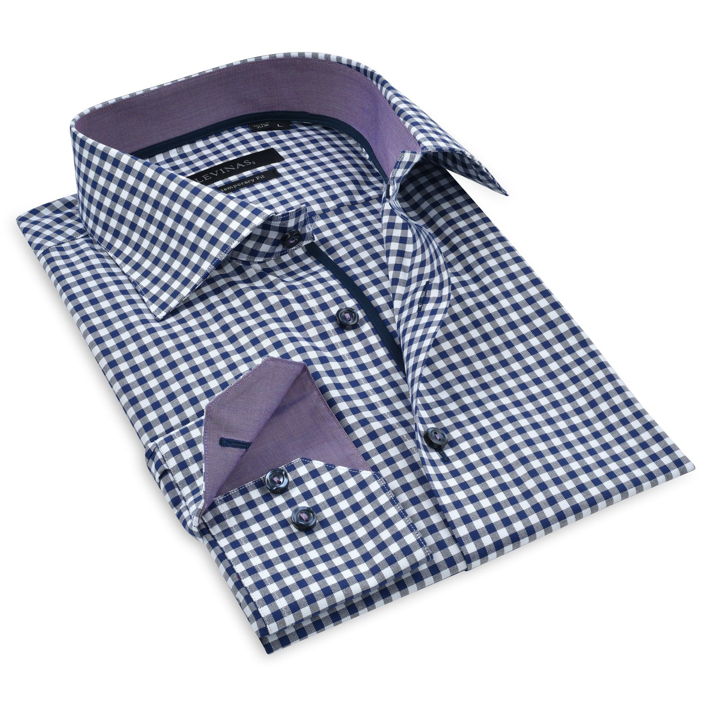 Contrast Collar Button-Up Shirt // Navy + Burgundy - Contemporary Fit - contrast  trimming- final sale