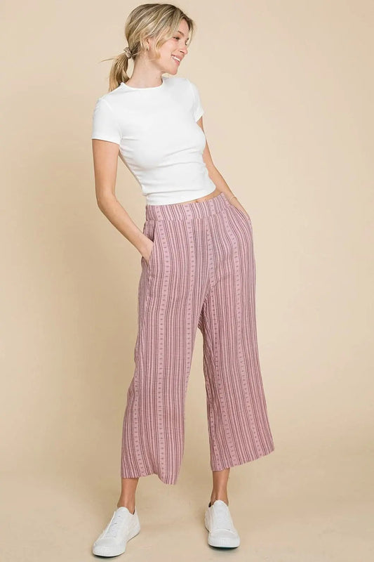 Trendsi Cotton Bleu Striped Pants Women's Casual Wide Leg Comfy