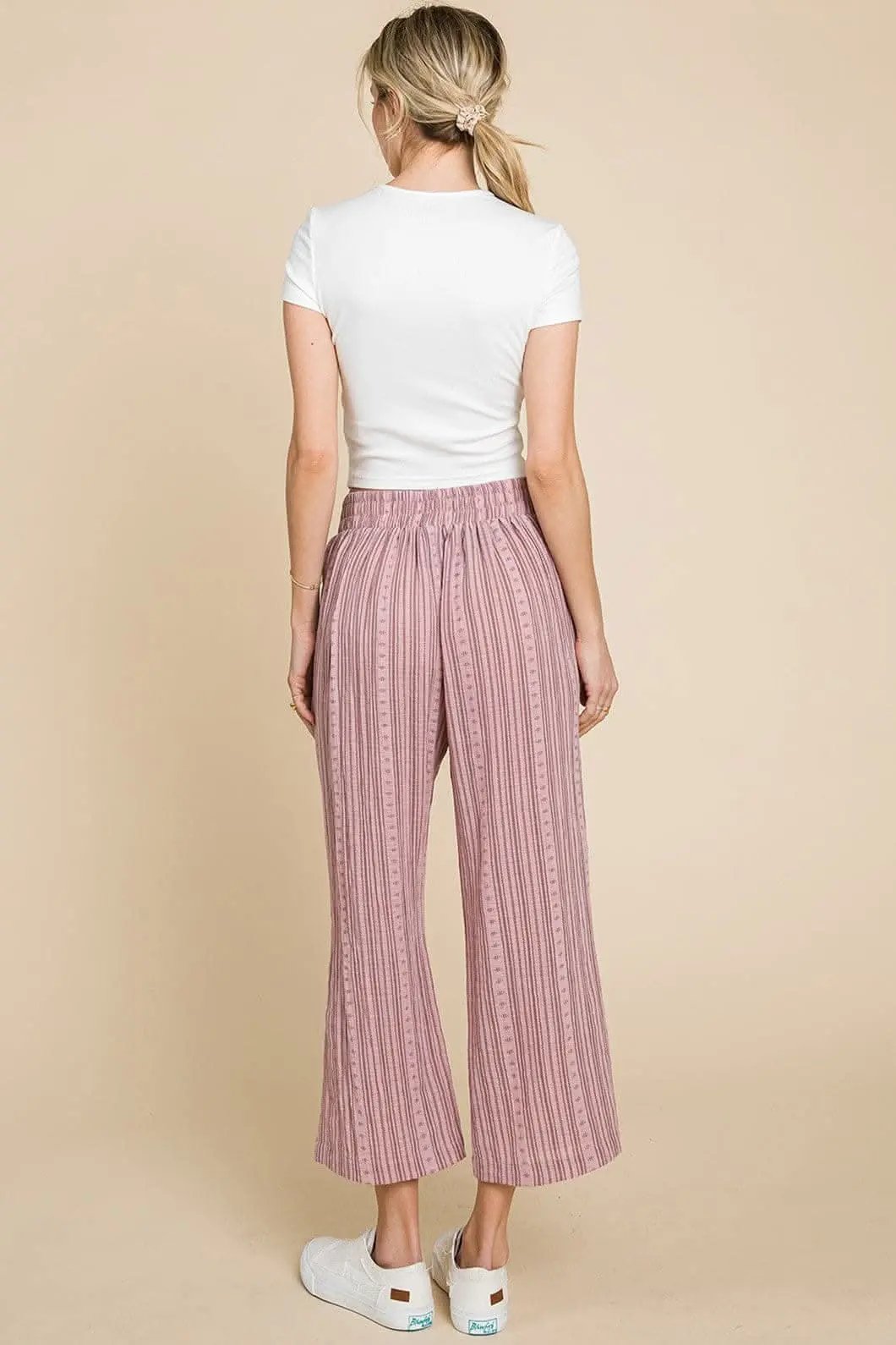 Trendsi Cotton Bleu Striped Pants Women's Casual Wide Leg Comfy