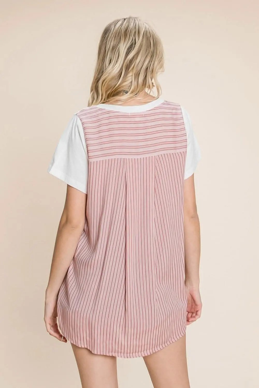 Trendsi Cotton Bleu Striped T-Shirt Women's Casual Tee Soft & Comfy