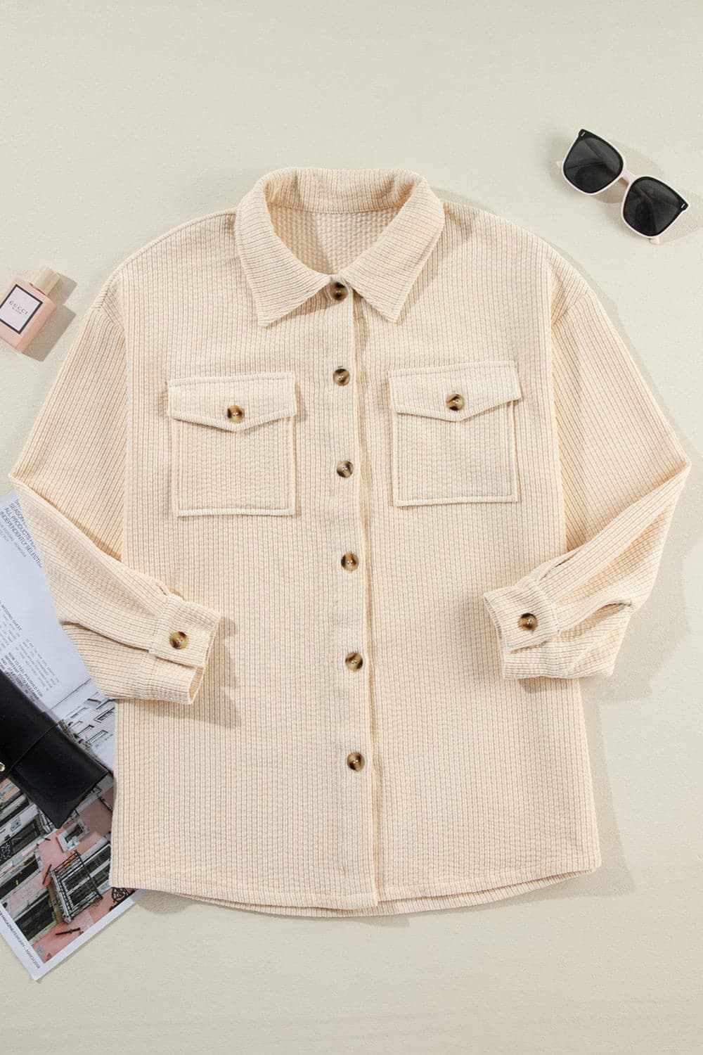 Trendsi Cozy button-up shacket with pockets