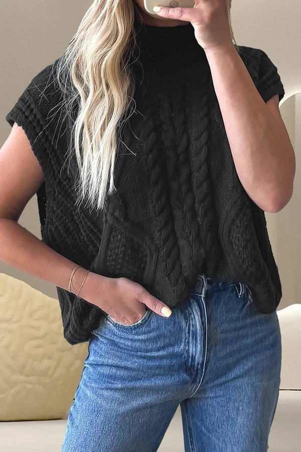 Trendsi Cozy cable-knit mock neck sweater