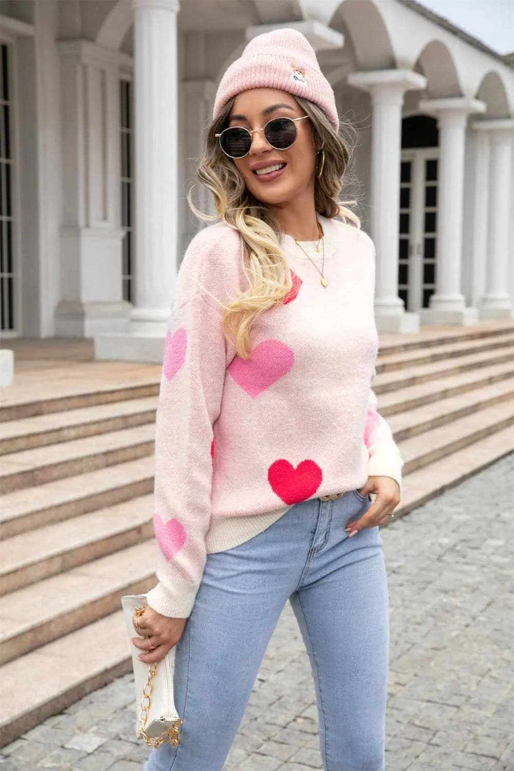 Trendsi Cozy heart dropped shoulder sweater