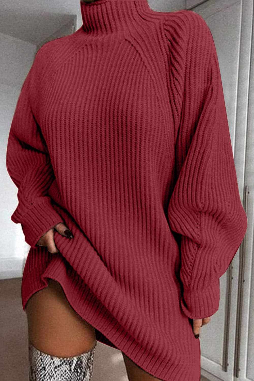 Sweater Dress - Cozy Premium Quality - Mock Neck