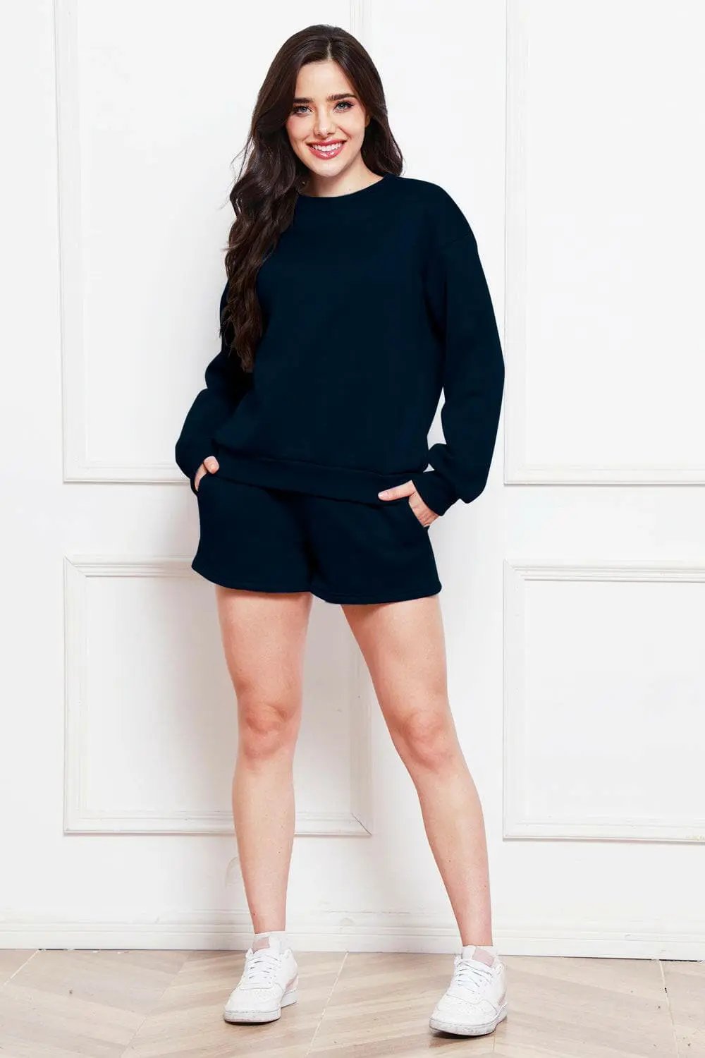 Trendsi Cozy sweatshirt and shorts set