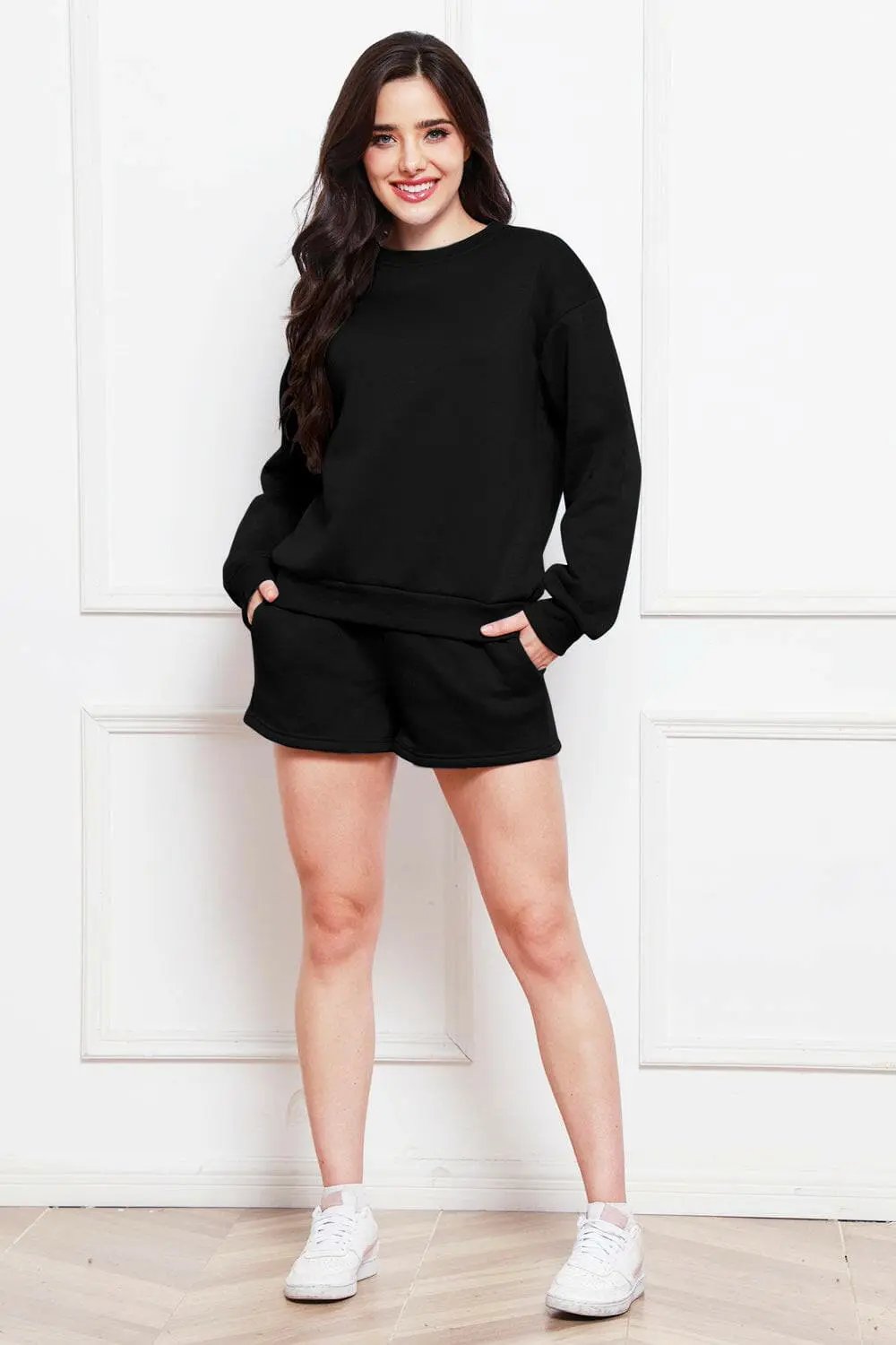 Trendsi Cozy sweatshirt and shorts set