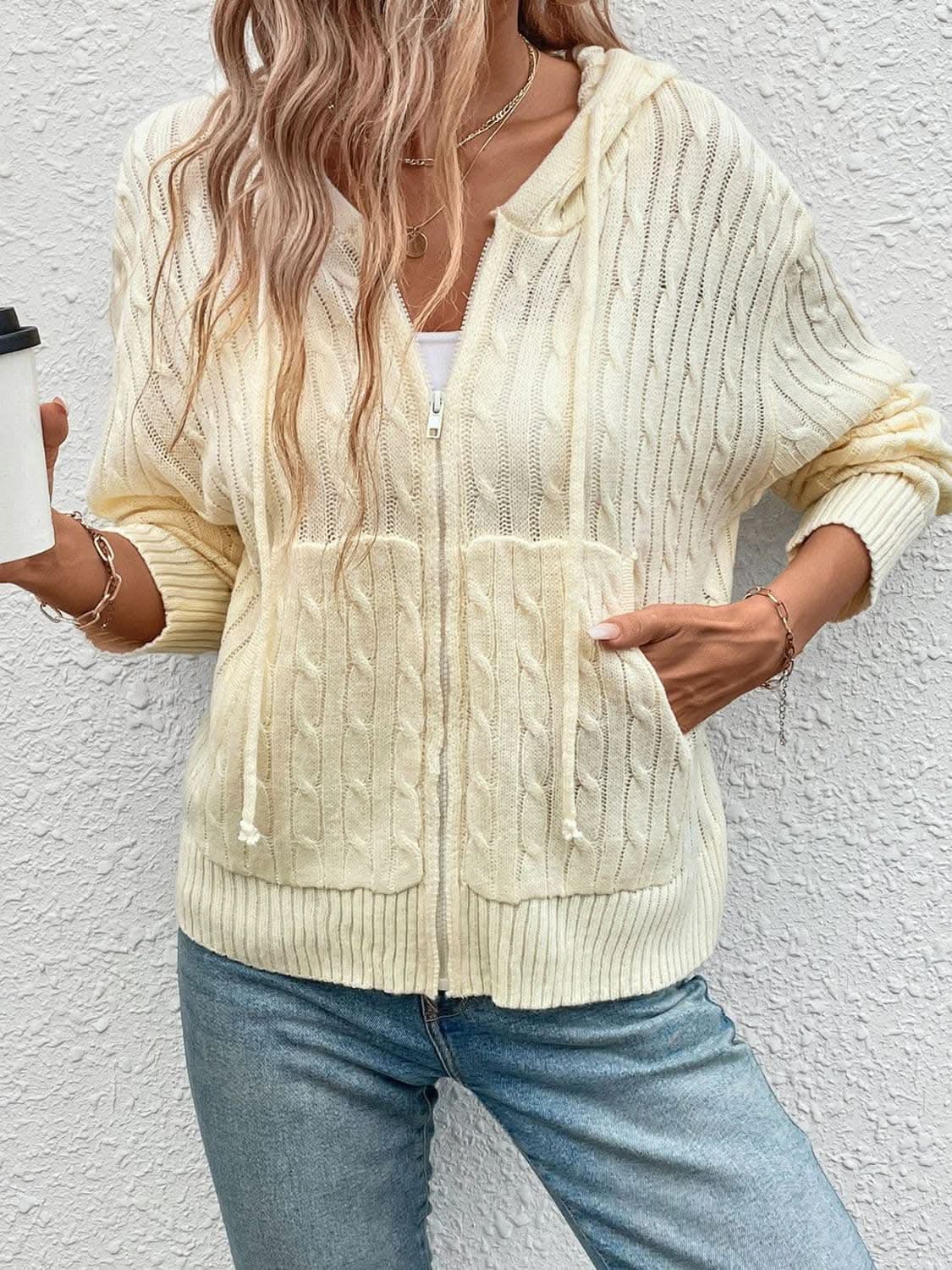 Trendsi Cozy zip-up cardigan hoodie