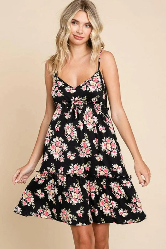 Trendsi swimwear - Culture Code Full Size Floral Frill Cami Dress