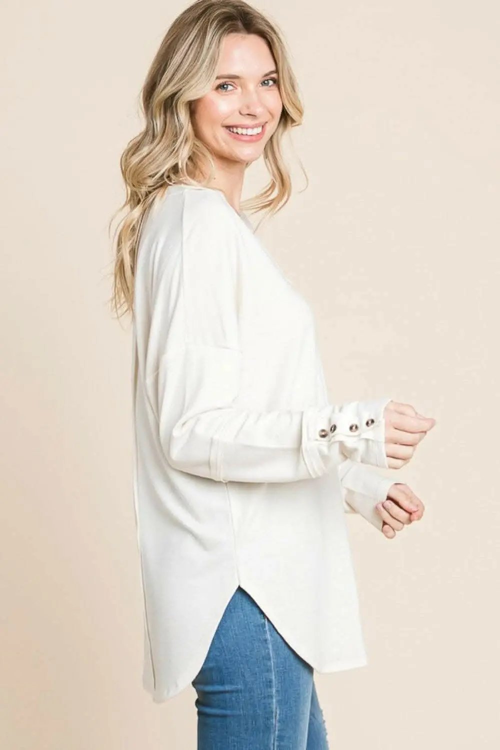 Trendsi usa - Culture Code Full Size V-Neck Dropped Shoulder Blouse