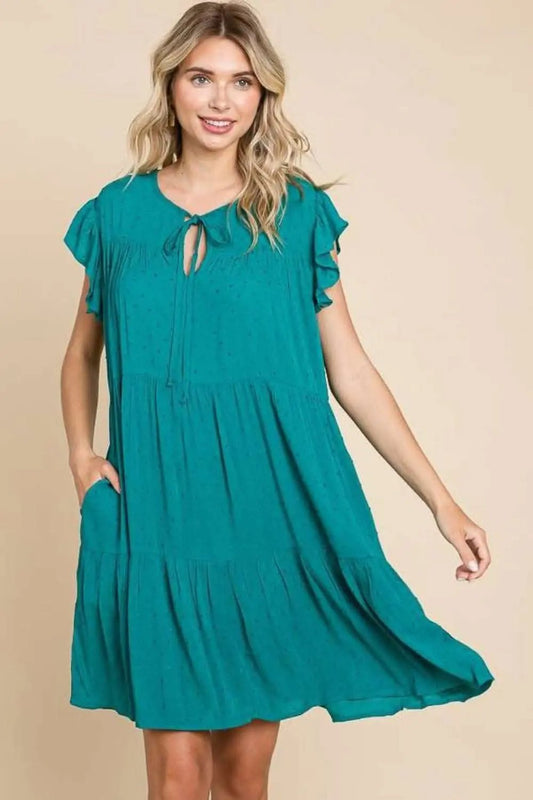 Trendsi Culture Code Tiered Ruffle Dress with Pockets and