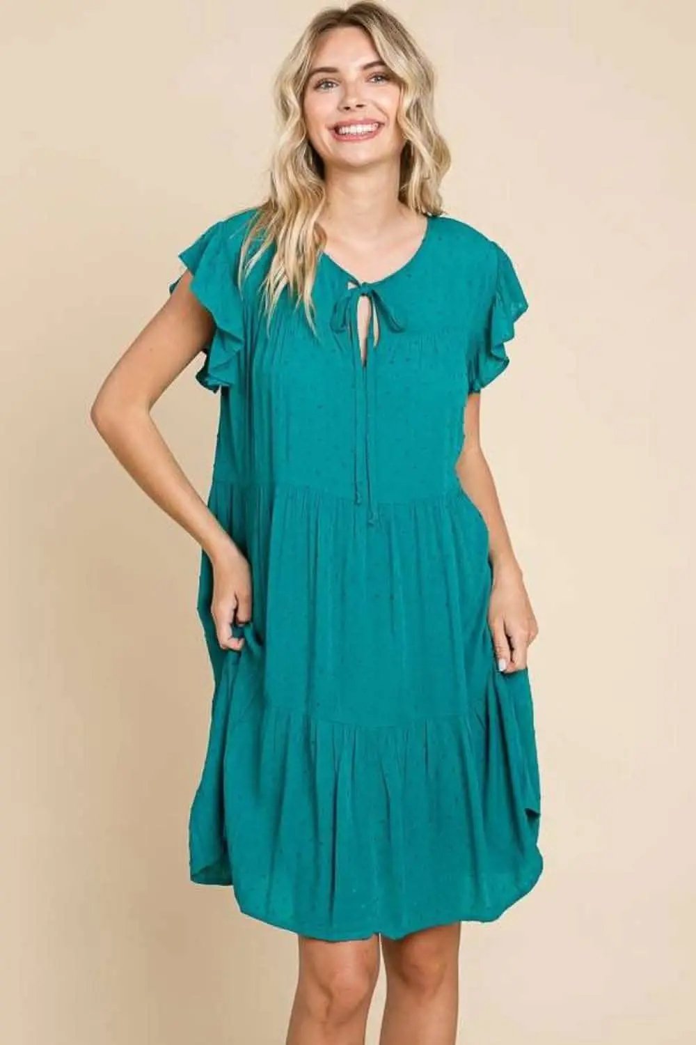 Trendsi Culture Code Tiered Ruffle Dress with Pockets and