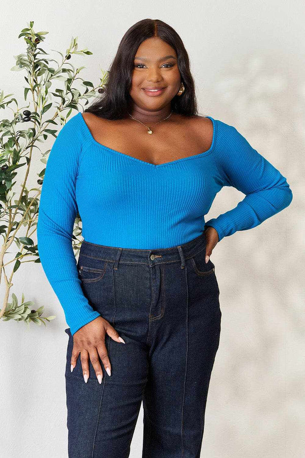 Trendsi Culture Code ribbed sweetheart top