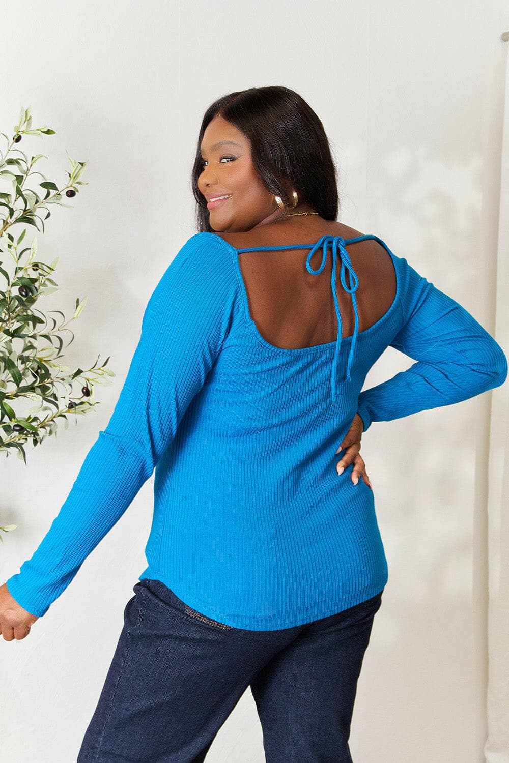 Trendsi Culture Code ribbed sweetheart top