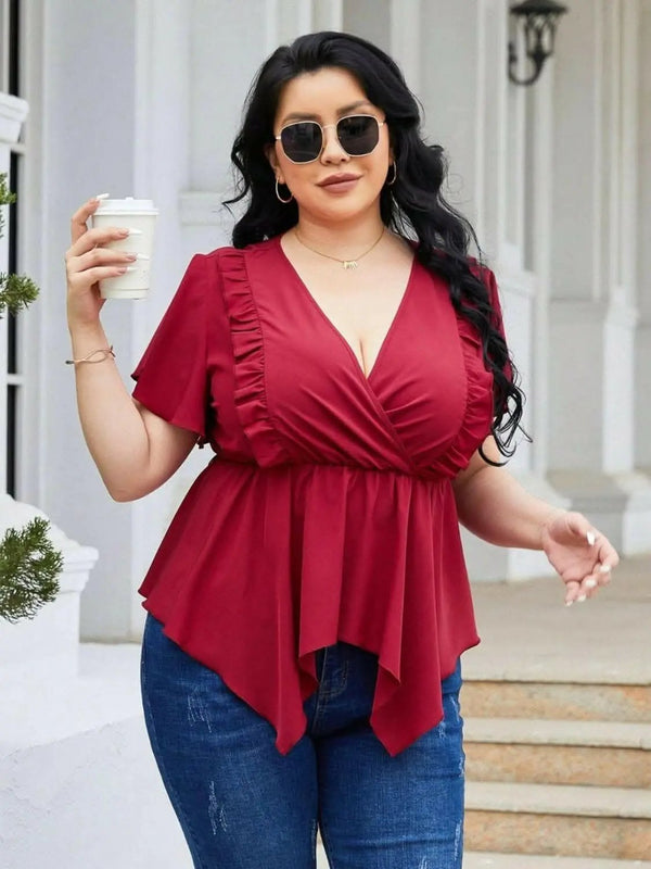 Trendsi plus - Curvy charm flutter sleeve blouse