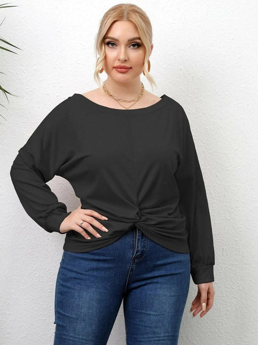 Trendsi plus - Curvy twist drop shoulder tee