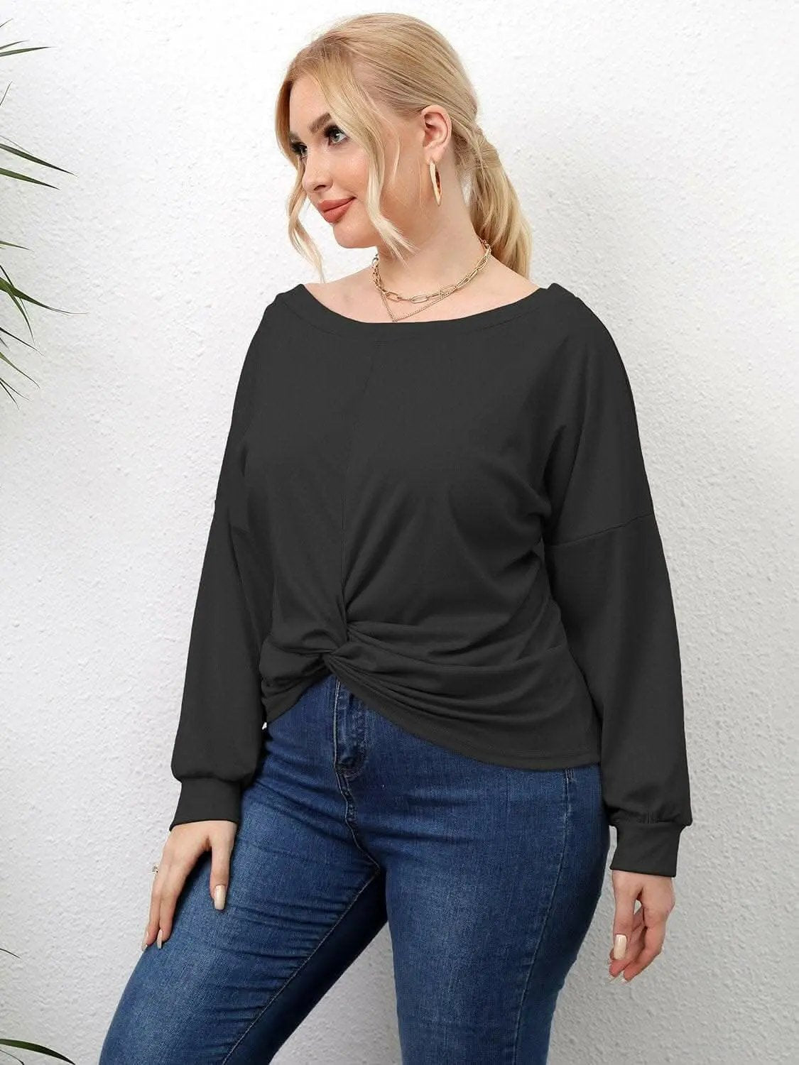 Trendsi plus - Curvy twist drop shoulder tee