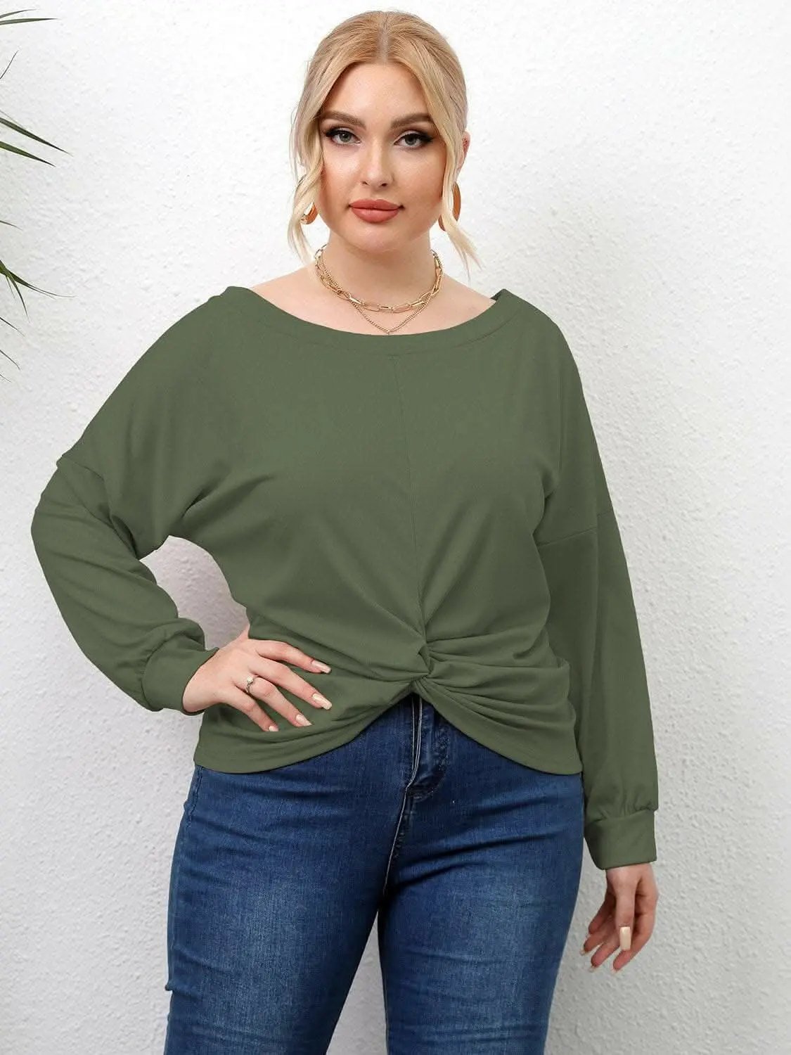 Trendsi plus - Curvy twist drop shoulder tee