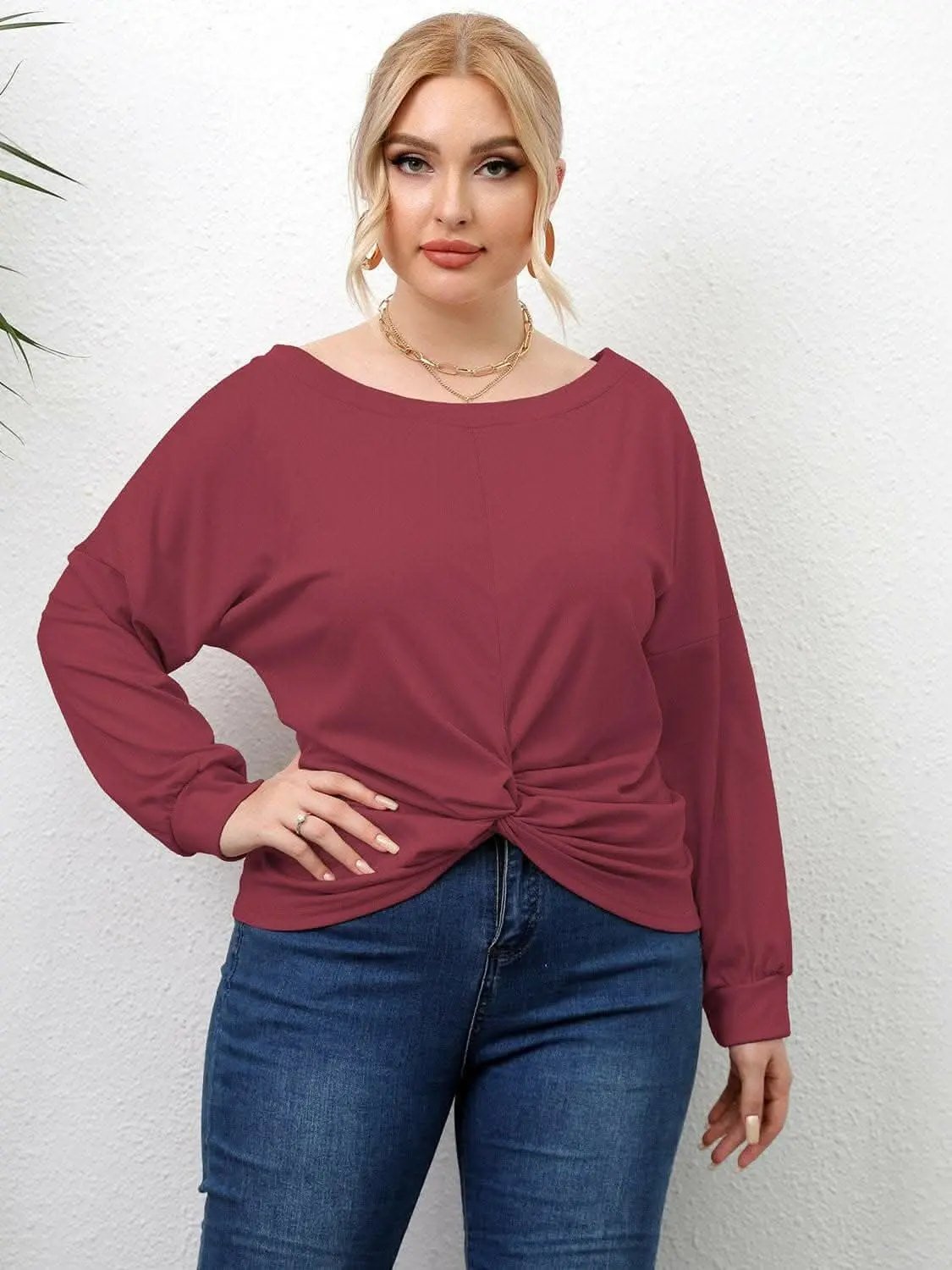 Trendsi plus - Curvy twist drop shoulder tee
