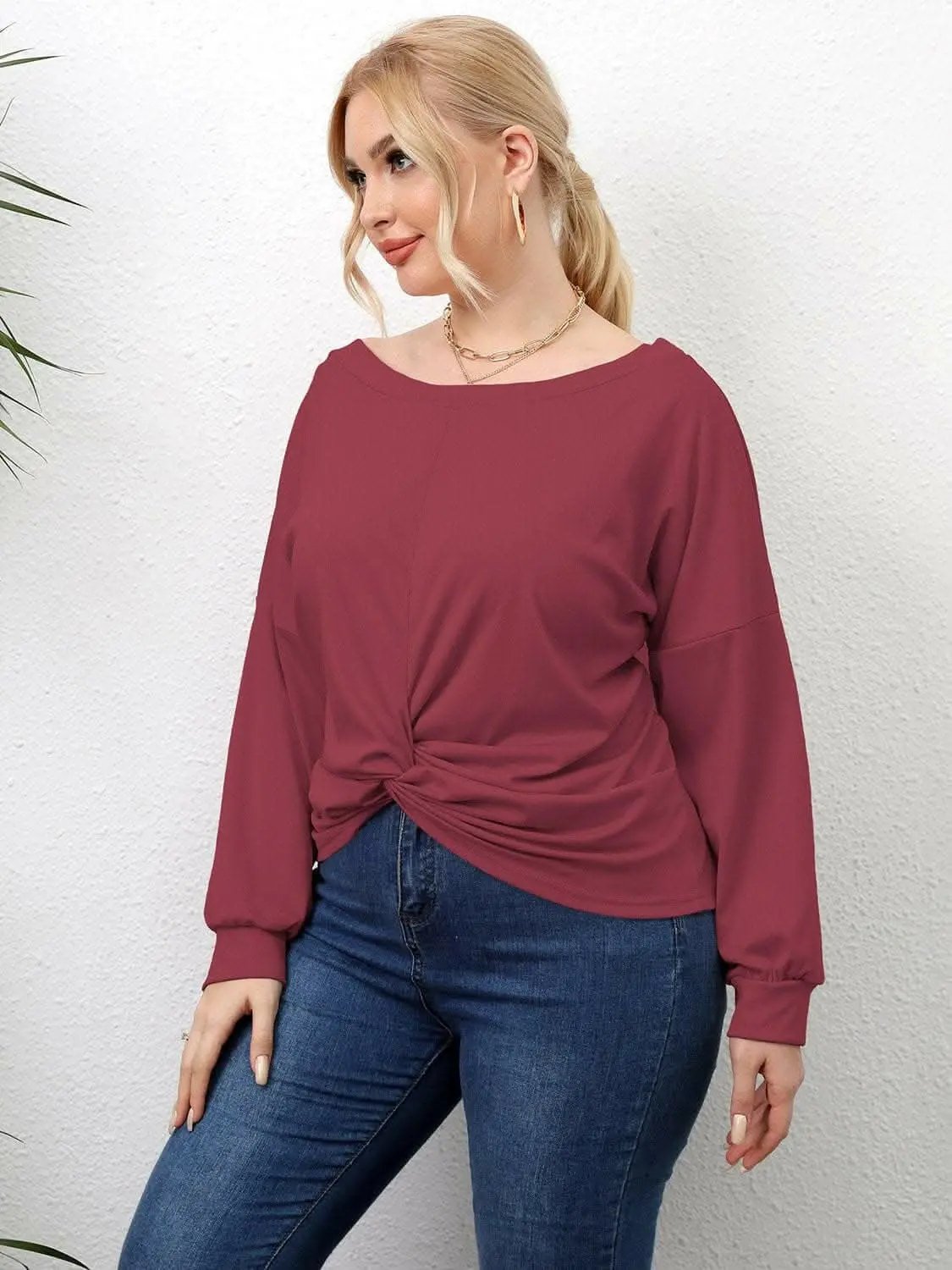 Trendsi plus - Curvy twist drop shoulder tee