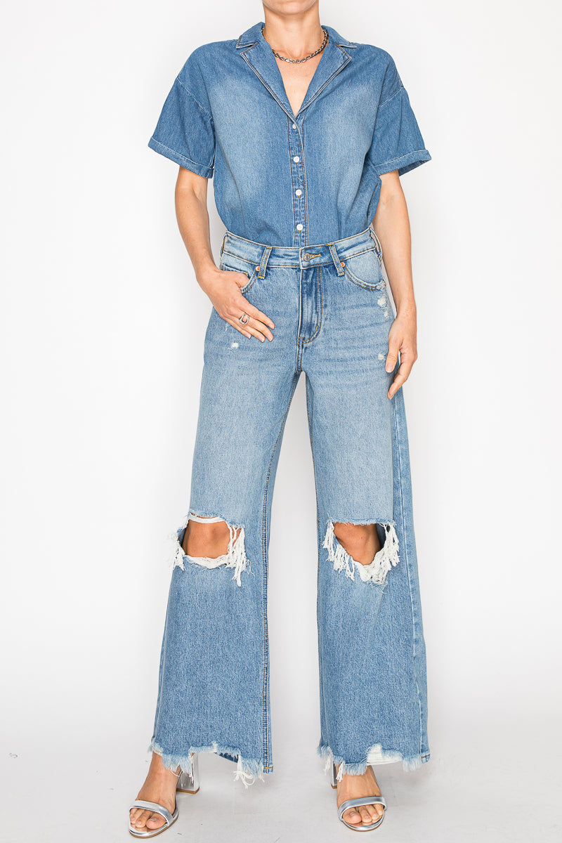 VIVIENNE HIGH RISE RELAXED FLARE JEANS