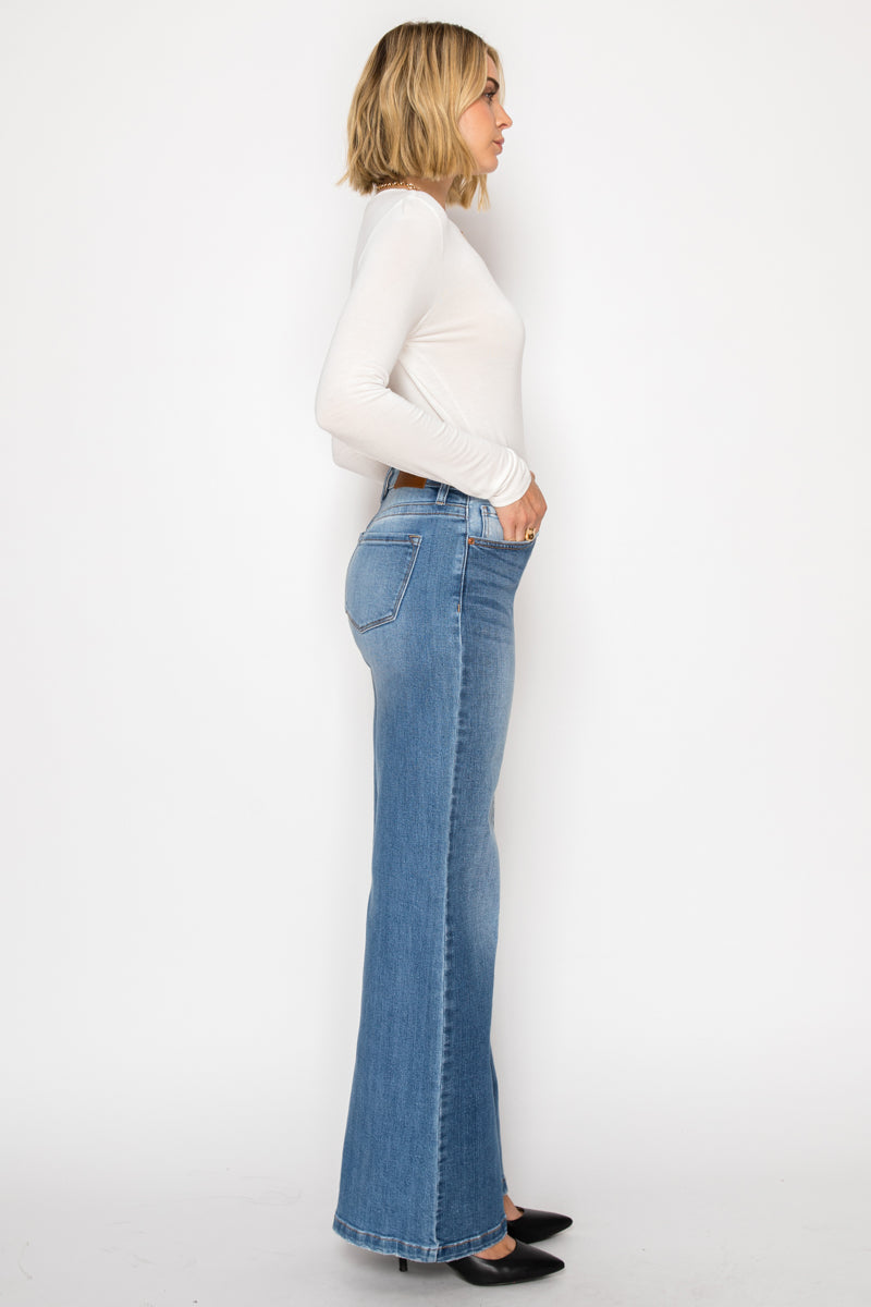 Claudia TUMMY CONTROL 90'S VINTAGE HIGH RISE STRETCH WIDE JEANS