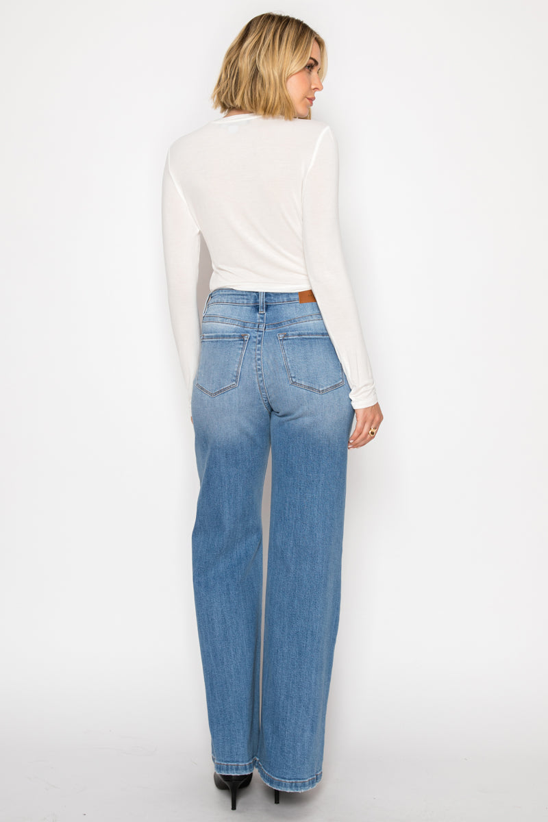 Claudia TUMMY CONTROL 90'S VINTAGE HIGH RISE STRETCH WIDE JEANS