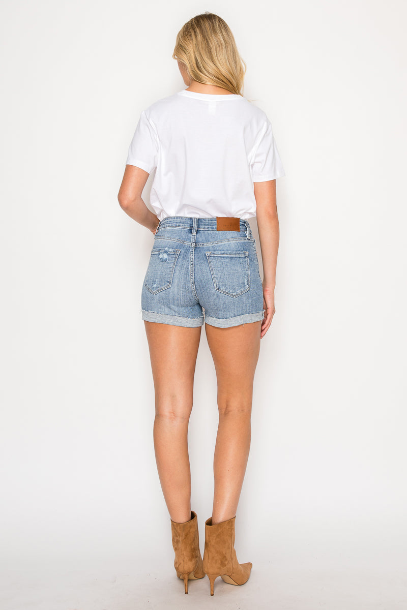 Kathy High Rise Cuffed Stretch Shorts