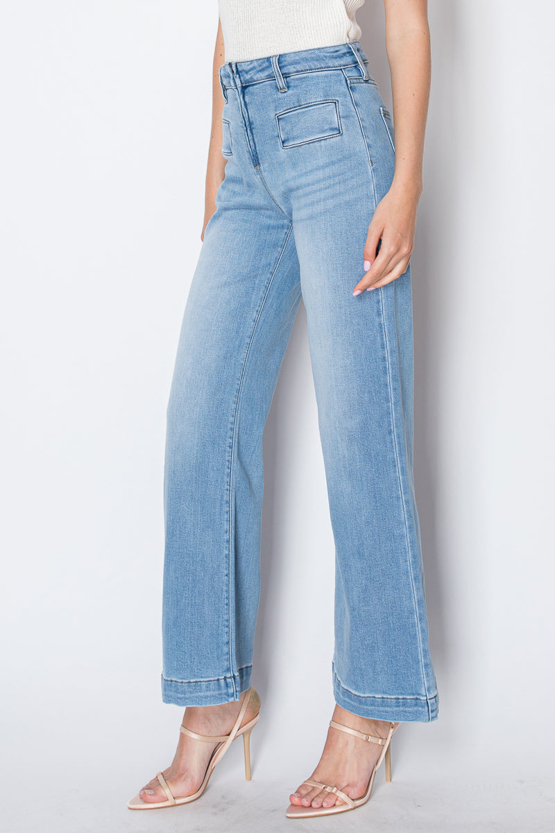 Noemi ECO Friendly Front Pocket Detail High Rise Flare Jeans