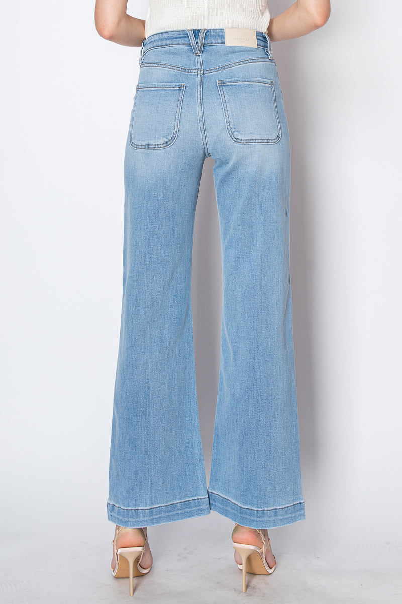Noemi ECO Friendly Front Pocket Detail High Rise Flare Jeans