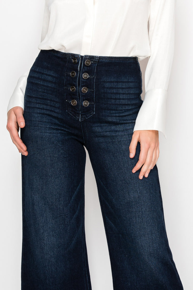 Eco Friendly Ultra High Rise Slim Palazzo Sailor Jeans