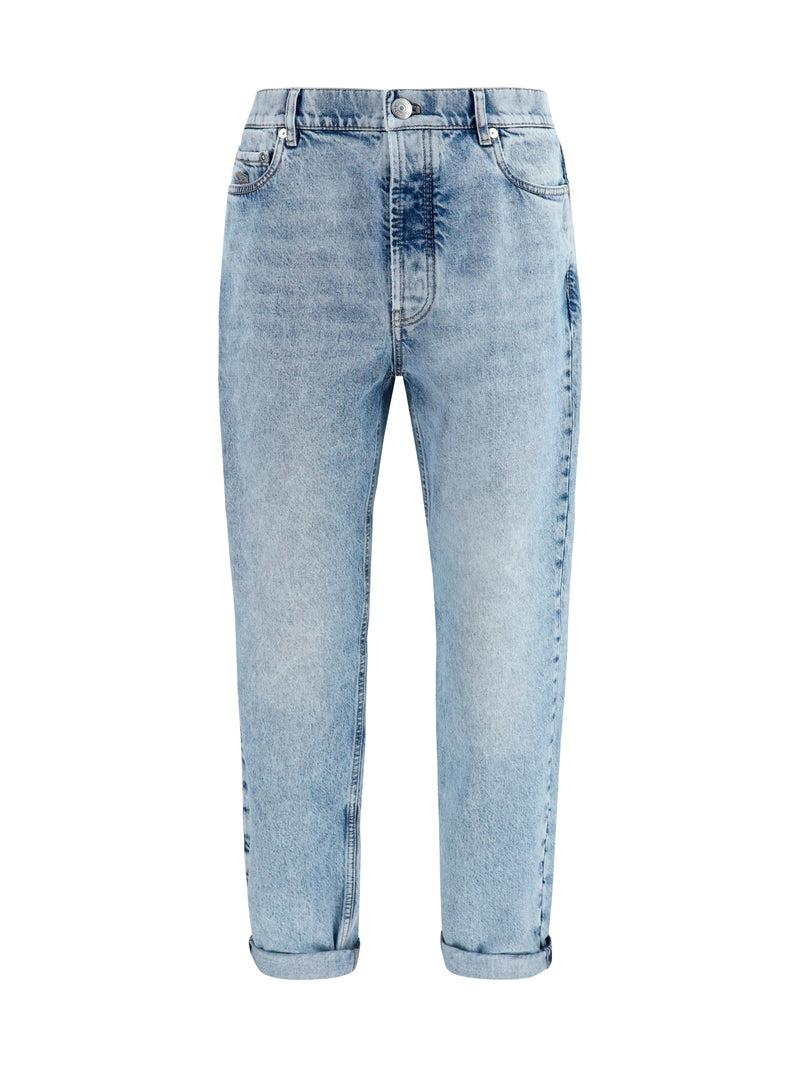 Jeans Straight-Leg Turn-Up Light Denim