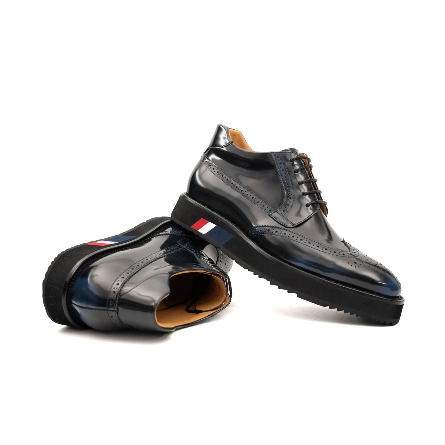 DIVINCH Navy Patent Brogue Bootie