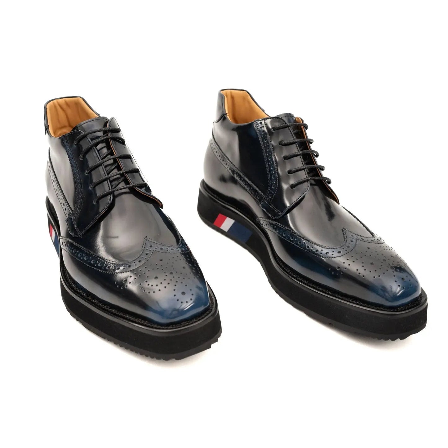 DIVINCH Navy Patent Brogue Bootie