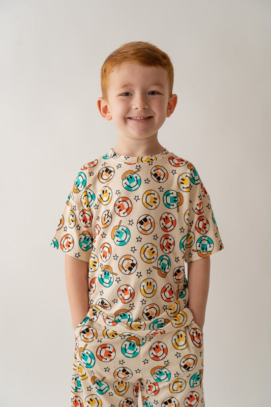 Smiley Check Boy's Casual Set