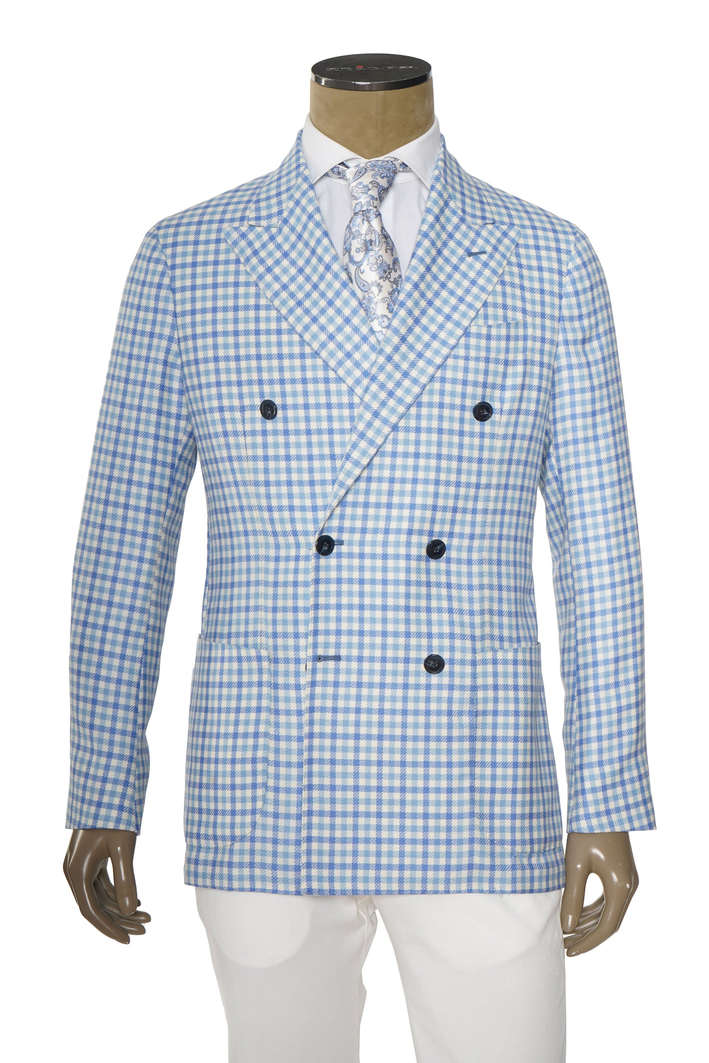 Sartorio Double Breasted Shepherd Check Cashmere Sport Jacket