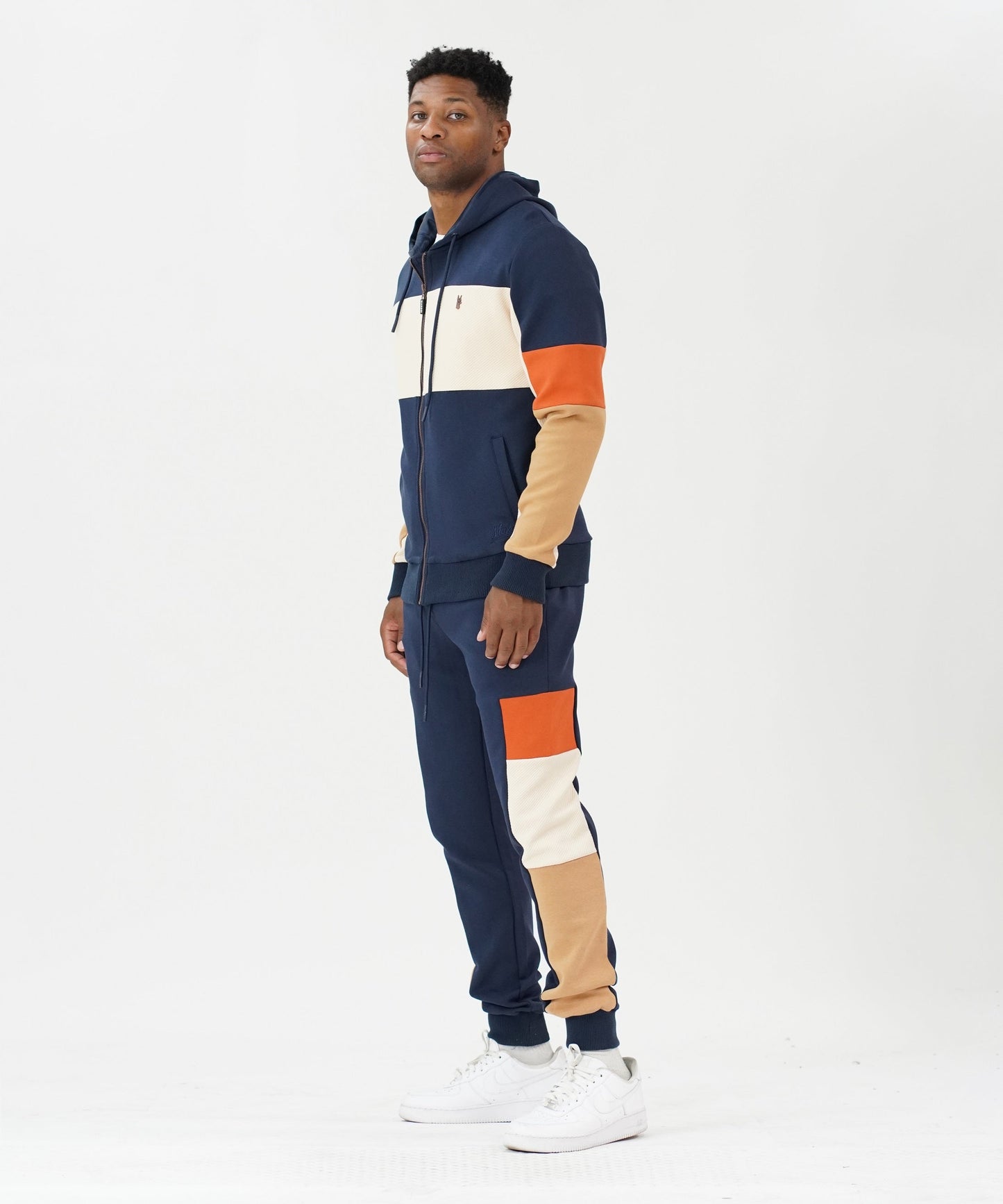 M2323 Paolo Fleece Jacquard Hoodie Track Set - Navy