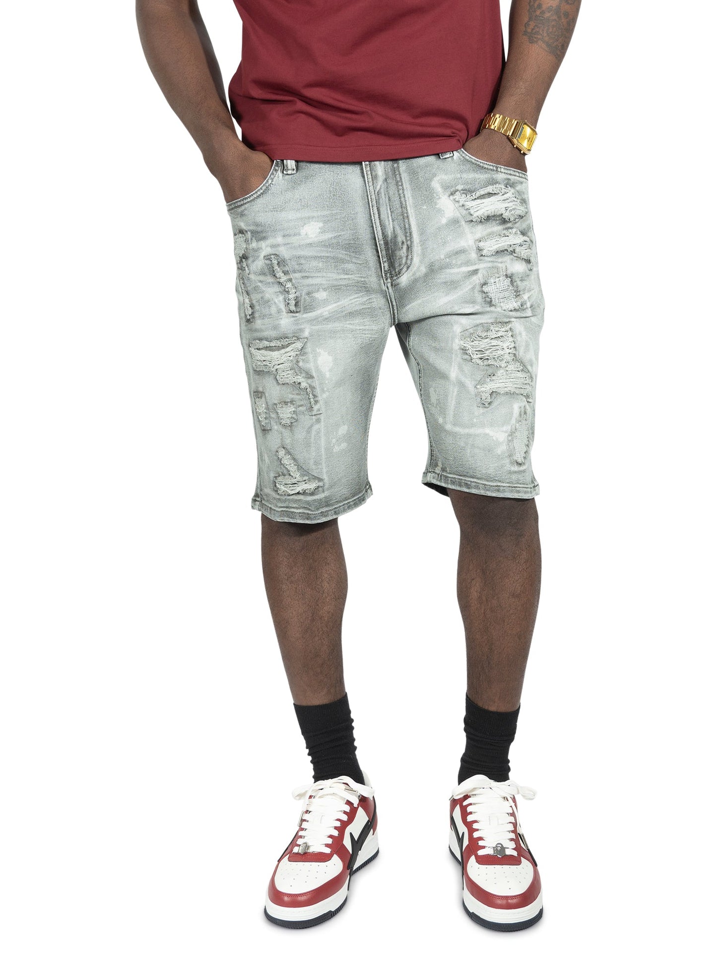 M607 Amato Denim Shorts - Gray