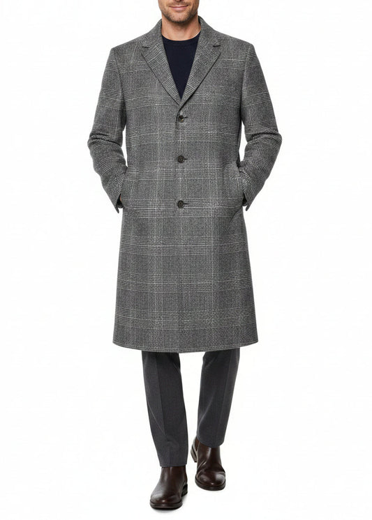 Kiton Prince of Wales Cashmere Button Down Overcoat