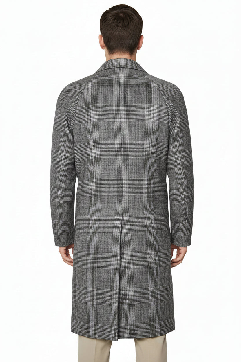 Kiton Prince of Wales Cashmere Button Down Overcoat