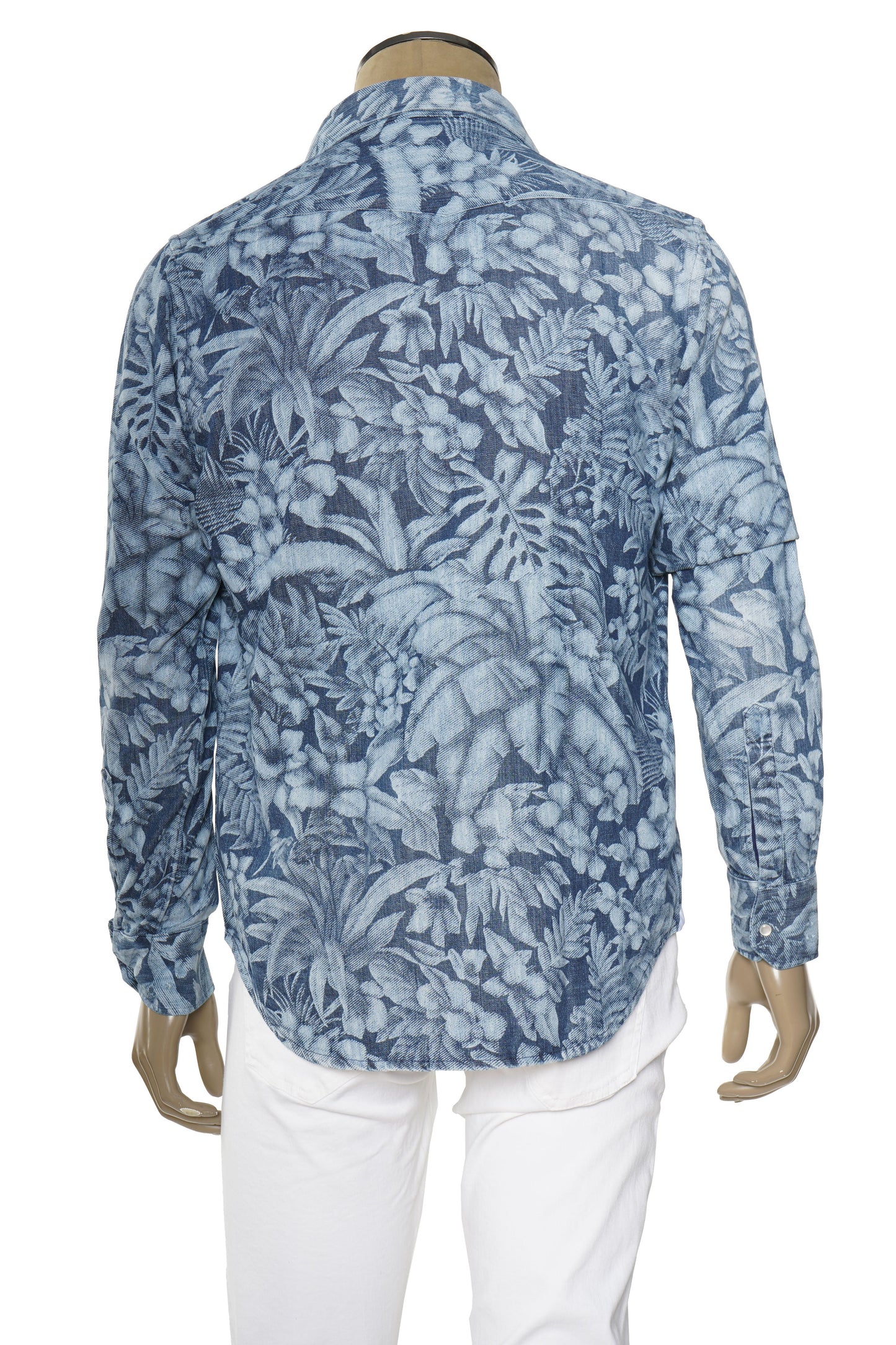 Sartorio Floral Denim Snap Button Cotton Overshirt