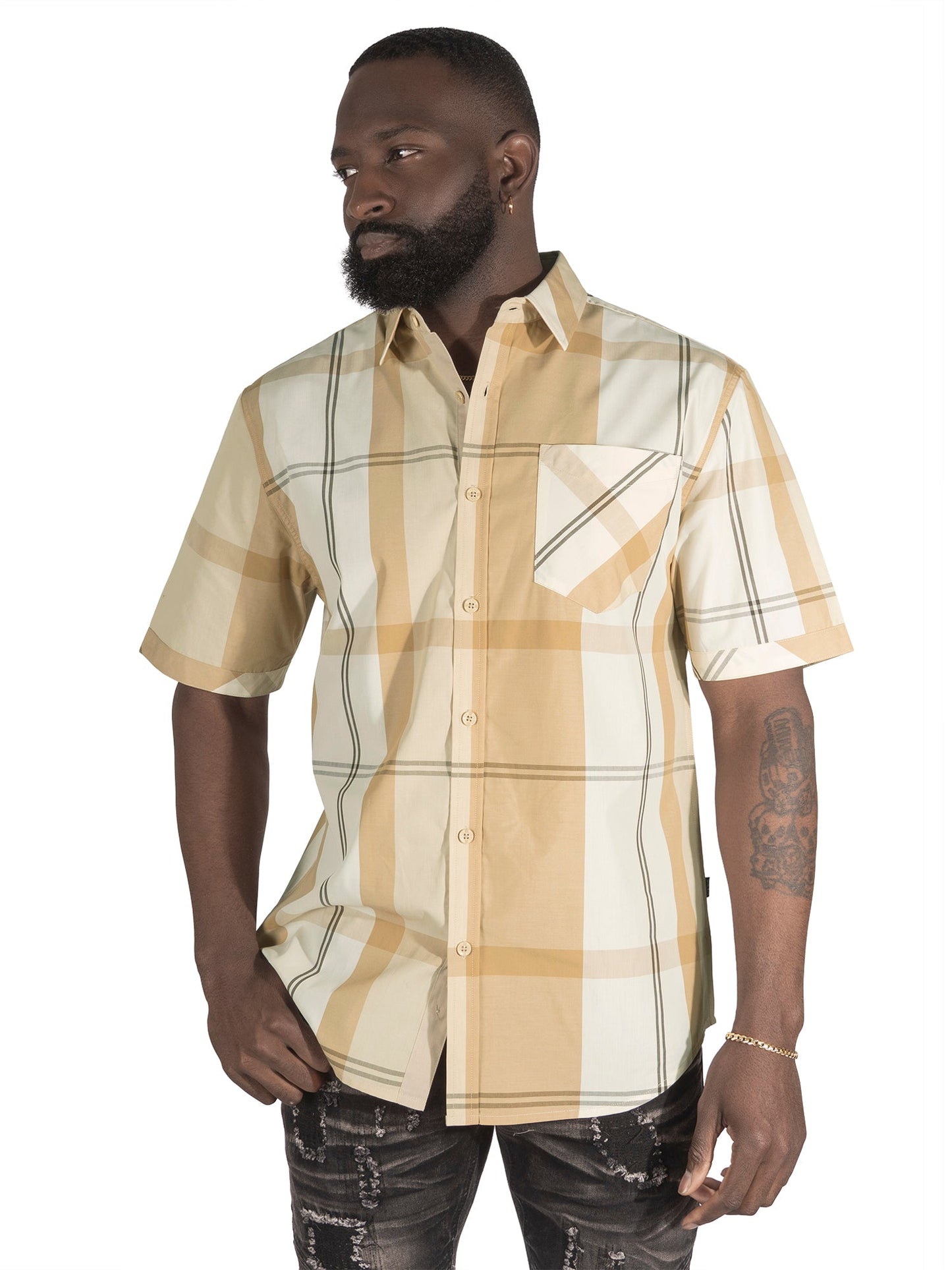 V829 Colton Plaid Shirt - Natural