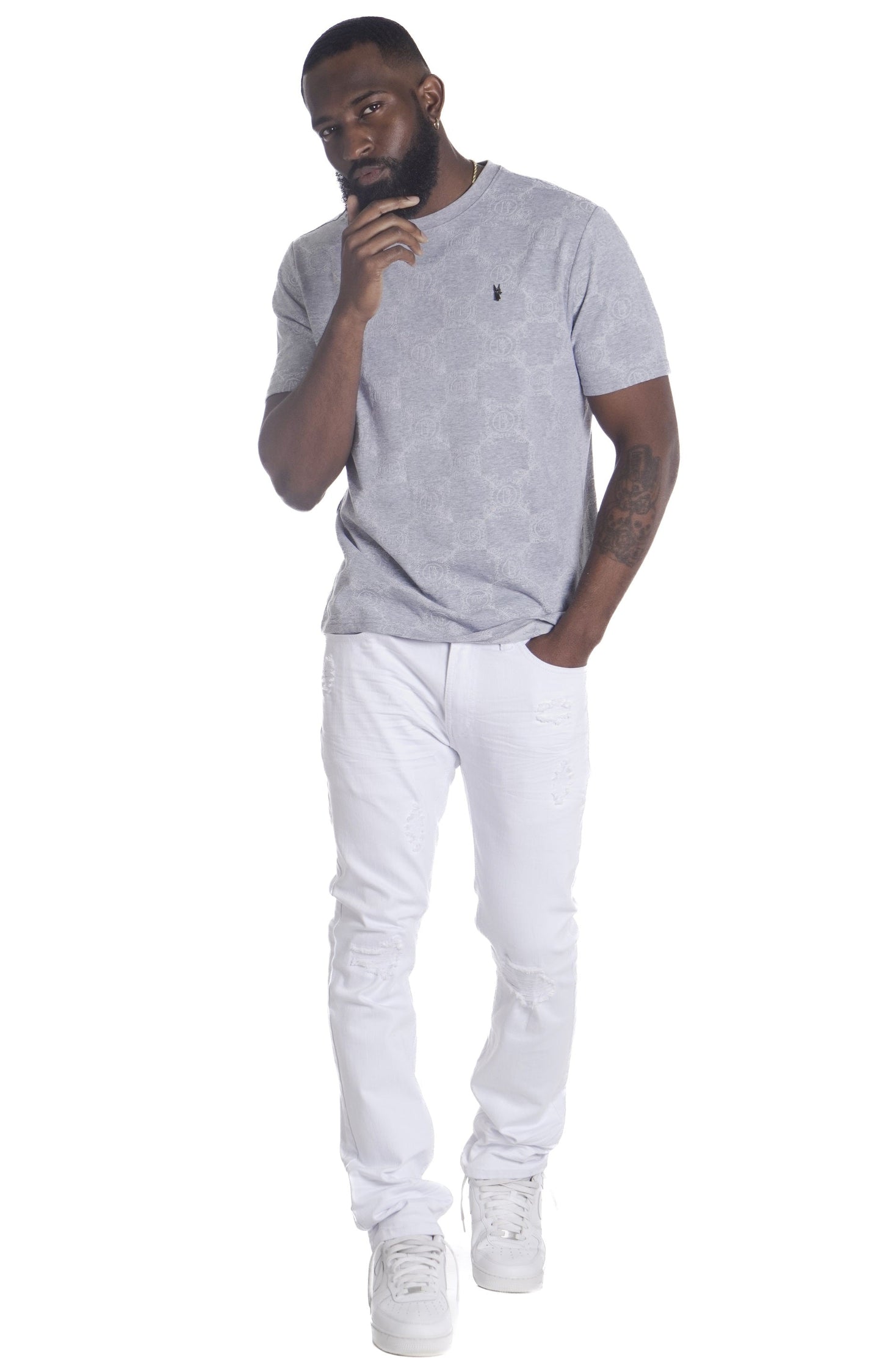 M335 Caspar Embossed Tee - Gray