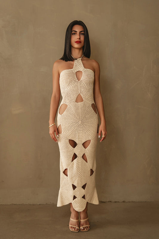 Crochet Dress - Cut-Outs - Women's Resort Wear