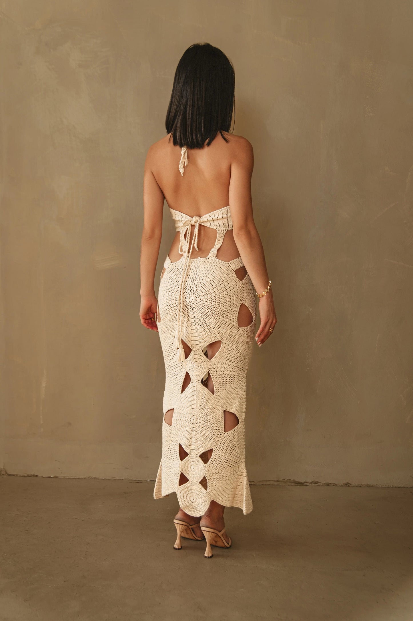 Crochet Dress - Cut-Outs - Women's Resort Wear